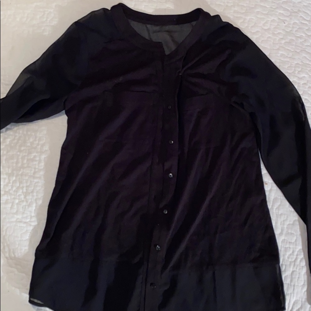 A black button down